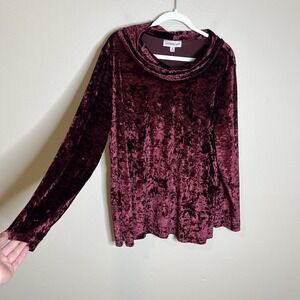 Women Top 1x Burgundy Red Crushed Velvet Dark Romantic Whimsigoth Christmas Goth